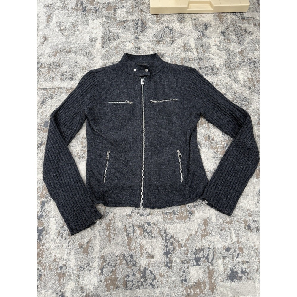 Next Era Women's Size M Gray Moto‎ Jacket Full Zip Wool Blend